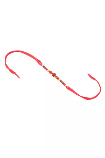 set of 2 multicolor rudraksh & beads bhaiya bhabhi rakhi with roli chawal chandan & mishri