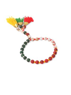multicolor artificial beads set of 2 bhaiya bhabhi rakhi with roli chawal chandan & mishri 3