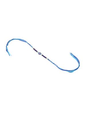 set of 2 blue evil eye artificial beads bhaiya bhabhi rakhi with roli chawal chandan & mishri 4