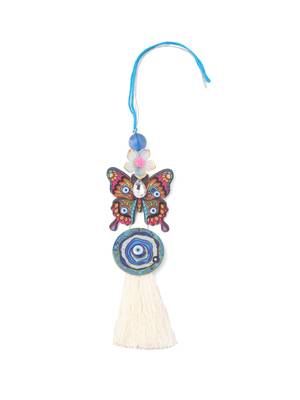 blue evil eye artificial beads set of 2 bhaiya bhabhi rakhi with roli chawal chandan & mishri 3