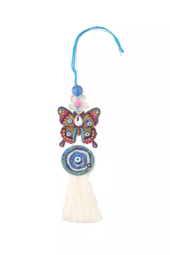 blue evil eye artificial beads set of 2 bhaiya bhabhi rakhi with roli chawal chandan & mishri