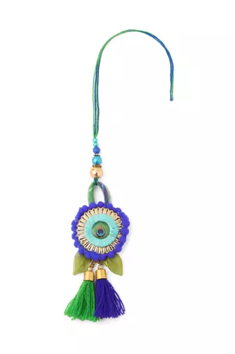 set of 2 multicolor artificial beads bhaiya bhabhi rakhi with roli chawal chandan & mishri