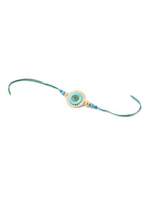 set of 2 multicolor artificial beads bhaiya bhabhi rakhi with roli chawal chandan & mishri 4