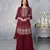 Women's Maroon Color Faux Georgette Embroidered Readymade Kurta Sharara and Dupatta  Set (Full Stitched )