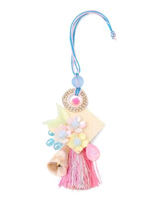 set of 2 multicolor artificial stones & beads floral design bhaiya bhabhi rakhi with roli chawal chandan & mishri 3