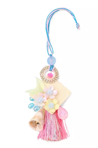 set of 2 multicolor artificial stones & beads floral design bhaiya bhabhi rakhi with roli chawal chandan & mishri