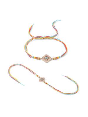men set of 2 multicolor artificial stones thread rakhi with roli chawal chandan & mishri 4