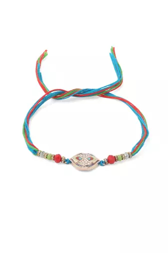 men set of 2 multicolor artificial stones thread rakhi with roli chawal chandan & mishri