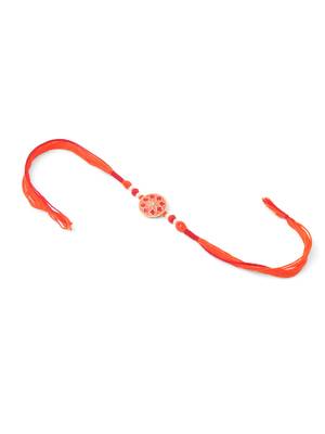men set of 3 floral design multicolor artificial beads thread rakhi with roli chawal chandan & mishri 4