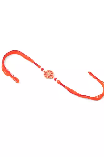 men set of 3 floral design multicolor artificial beads thread rakhi with roli chawal chandan & mishri