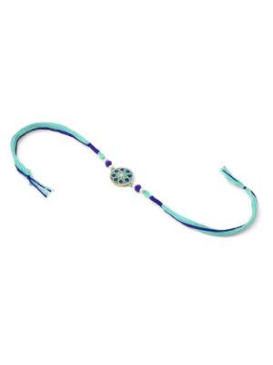 men set of 3 floral design multicolor artificial beads thread rakhi with roli chawal chandan & mishri 5