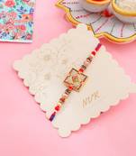 men multicolor artificial stones thread rakhi with roli chawal chandan & mishri