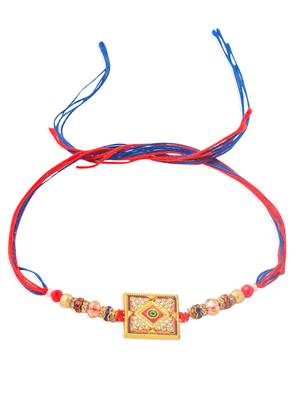 men multicolor artificial stones thread rakhi with roli chawal chandan & mishri 2