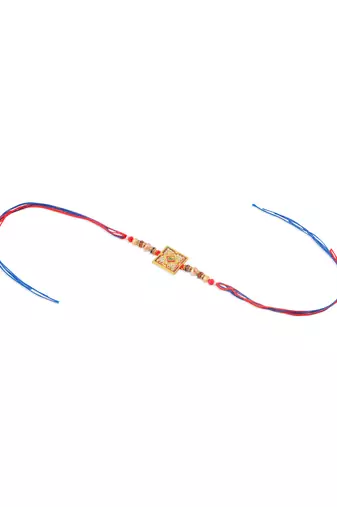 men multicolor artificial stones thread rakhi with roli chawal chandan & mishri