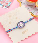 men red & blue ganesh ji thread rakhi with roli chawal chandan & mishri