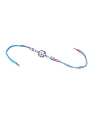 men red & blue ganesh ji thread rakhi with roli chawal chandan & mishri 5