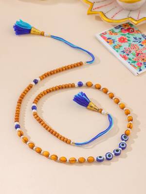 men evil eye multicolor thread rakhi with roli chawal chandan & mishri 1