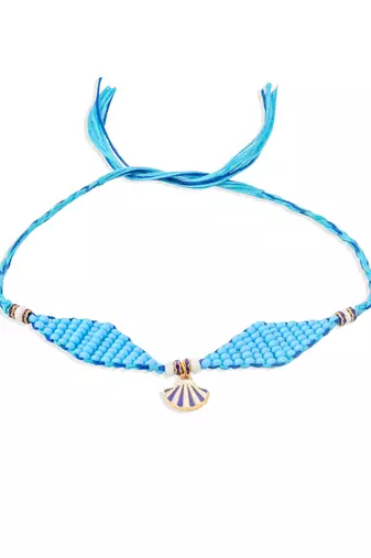 men blue pearls unique design thread rakhi with roli chawal chandan & mishri