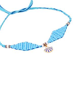 men blue pearls unique design thread rakhi with roli chawal chandan & mishri 5