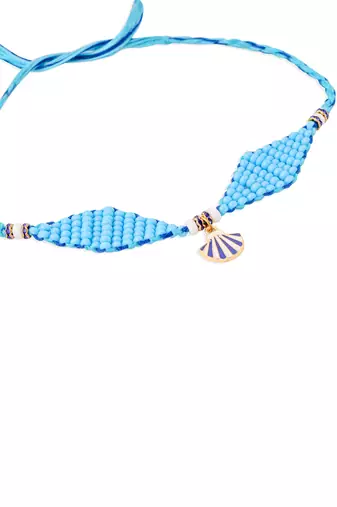 men blue pearls unique design thread rakhi with roli chawal chandan & mishri