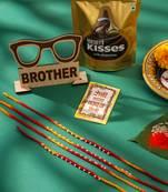 men set of 4 pearls traditional red thread rakhi, combo for rakshabandhan