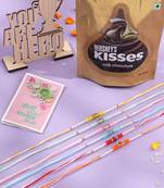 men set of 6 multicolor artificial stones & pearls rakhi combo