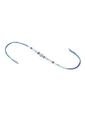 men set of 3 multicolor artificial stones and beads rakhi with roli chawal chandan & mishri 3