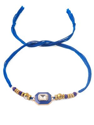 men blue artificial stones handmade thread rakhi with roli chawal chandan & mishri 3