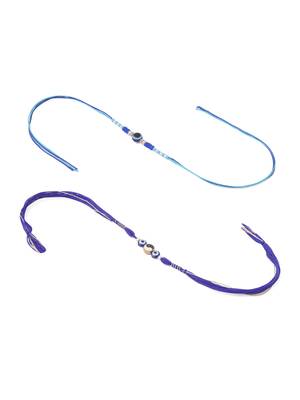 men set of 2 blue evil eye artificial beads thread rakhi with roli chawal chandan & mishri 3