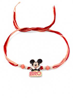 kids micky mouse character artificial beads thread rakhi with roli chawal chandan & mishri 2