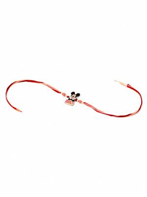kids micky mouse character artificial beads thread rakhi with roli chawal chandan & mishri 3