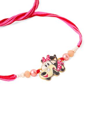 stylish red cartoon character kids rakhi with roli chawal chandan & mishri 4