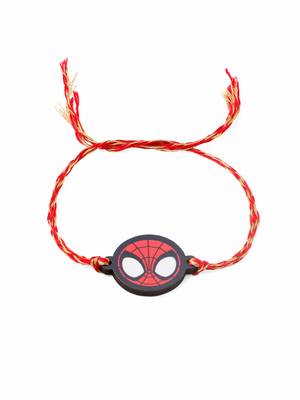 kids superhero red thread rakhi with roli chawal chandan & mishri 2
