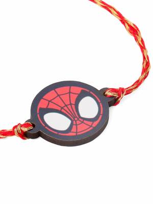 kids superhero red thread rakhi with roli chawal chandan & mishri 4