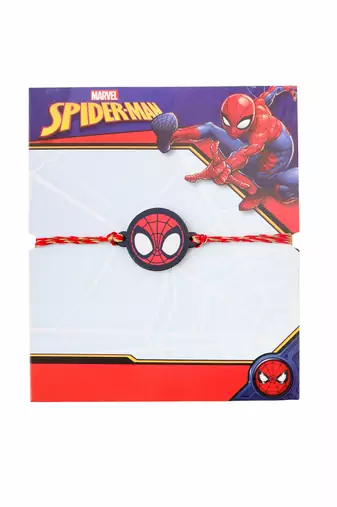 kids superhero red thread rakhi with roli chawal chandan & mishri