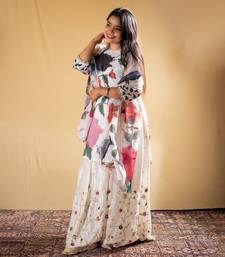 Elegant White Embroidered Chiffon Kurta Lehenga Set with Dupatta
