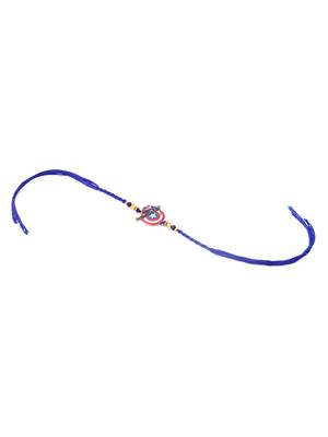 kids superhero blue artificial beads thread rakhi with roli chawal chandan & mishri 5