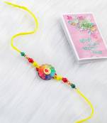 kids multicolor artificial beads rakhi with roli chawal chandan & mishri