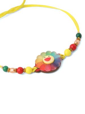 kids multicolor artificial beads rakhi with roli chawal chandan & mishri 3