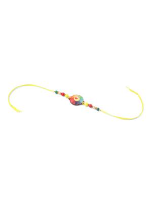 kids multicolor artificial beads rakhi with roli chawal chandan & mishri 4