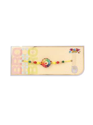 kids multicolor artificial beads rakhi with roli chawal chandan & mishri 5