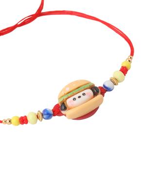 kids cartoon character multicolor artificial beads rakhi with roli chawal chandan & mishri 3