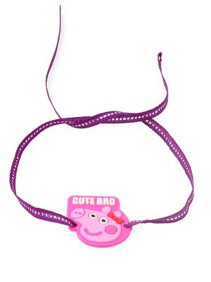 stylish pink cartoon character kids rakhi with roli chawal chandan & mishri 2