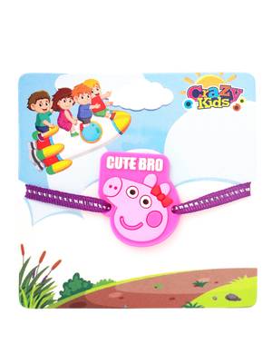 stylish pink cartoon character kids rakhi with roli chawal chandan & mishri 5