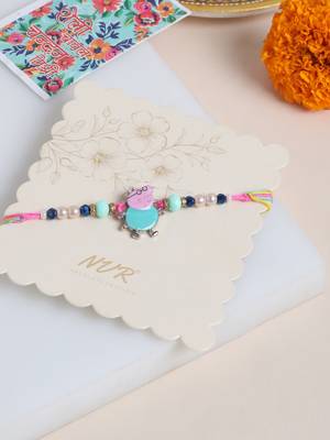 kids cartoon character artificial beads rakhi with roli chawal chandan & mishri 1
