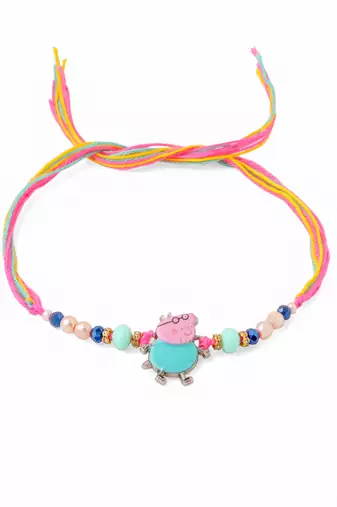 kids cartoon character artificial beads rakhi with roli chawal chandan & mishri
