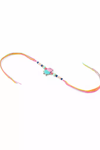 kids cartoon character artificial beads rakhi with roli chawal chandan & mishri