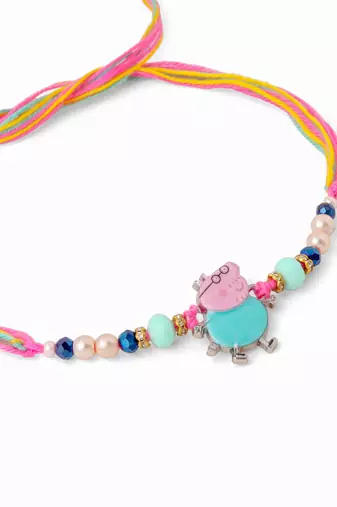 kids cartoon character artificial beads rakhi with roli chawal chandan & mishri