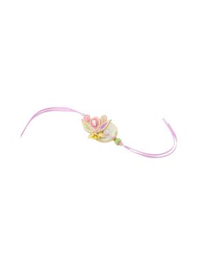 handcrafted set of 2 multicolor pearls bhaiya bhabhi rakhi with roli chawal chandan & mishri 4