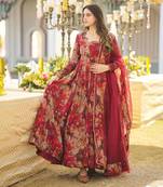 Multicolor Georgette Salwar Suit Floral Printed and Sequin Embroidery